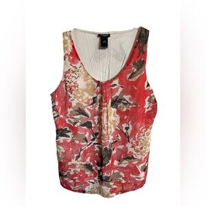 Ann Taylor Red and Tan Floral Tank Top- NWOT Size M